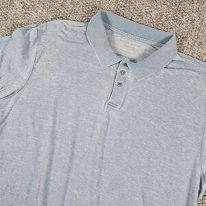 Lucky Brand‎ Venice Burnout Polo Shirt Mens XL Short Sleeve Casual Blue